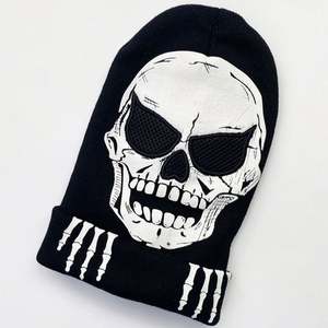 Gorro Balaclava Luminoso de Calavera Tejida, Bordado a Mano, Unisex para Adultos, Estilo Personaje de Halloween, Venta al por Mayor - Product Image 1