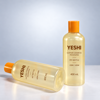 Bouteille de toner transparente en PET de 400 ml en gros, flacon vide pour soins du visage, conteneur d'emballage d'eau essentielle, couvercle à vis orange, logo personnalisé OEM