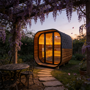 ซาวน่ากลางแจ้งไม้สนสปรูซพรีเมียมทรงสี่เหลี่ยมสีดำสำหรับ 4-6 คน - Product Image 1