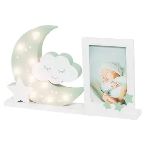 Photo Frame com luzes feitas de madeira MDF para crianças e bebês