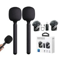 Kit de microphones sans fil avec 2 micros portatifs omnidirectionnels à condensateur avec suppression du bruit pour l'enregistrement
