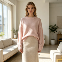 Pull en maille fine noir surdimensionné décontracté à manches longues, qualité supérieure, personnalisable, OEM & ODM, collection automne