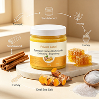 Gommage visage et corps au curcuma, exfoliant pour éliminer les peaux mortes, nettoyant, unifiant le teint, éclaircissant, atténuant les taches brunes, soin quotidien doux pour la peau