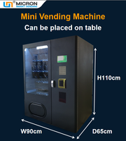 Özelleştirilmiş siyah Mini küçük masa masaüstü tezgah aperatifler küçük iş için 5 'inç LCD ekran ile otomat içecekler