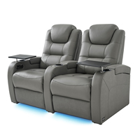 Canapé électrique en cuir véritable pour home cinéma, design moderne, deux places, avec fauteuil inclinable électrique, rembourrage en mousse à mémoire de forme et structure en bois