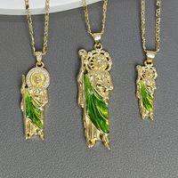 Mode européenne et américaine chaîne de clavicule en or avec zircon micro-incrusté coloré chaîne de clavicule pendentif Madonna