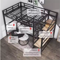 Lit superposé moderne en acier pour chambre à coucher, lit simple pour adulte, lit king-size avec escalier