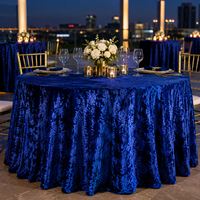 Nappe ronde en velours écrasé bleu roi pour la location d'événements et banquets sur les toits nocturnes (vente en gros)