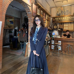 JK Uniform Suit Set For Women Solid Color Pleated Skirt Three Piece Casual Woven Polyester Summer School Style - Product Image 2