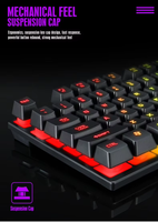 Clavier de jeu mécanique rétroéclairé LED personnalisé Keywin OEM 104 touches, interface USB pour ordinateur/ordinateur portable, design arc-en-ciel filaire