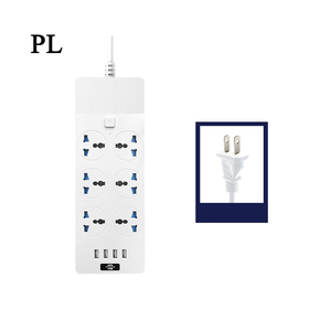 Polen 8-fach Steckdosenleiste mit 2 USB-Anschlüssen Europa Steckdose 6M Kabel Schwarz Weiß - Product Image 1