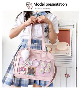 Korean Japanese for Ita Bag Transparent Pin Badge PU Soft Girlish Student Shoulder <b>Square</b> Bag Fashionable Anime Crossbody Doll - Product Image 4