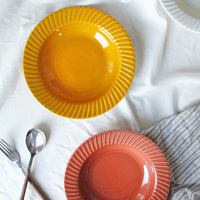Assiettes à soupe rondes en céramique, vente en gros, design moderne, bon marché, multicolores, rondes et profondes, vaisselle, 1 ensemble