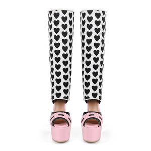 Stivali al ginocchio da donna con tacco alto 15 cm e plateau, neri e <span class=keywords><strong>bianchi</strong></span> con stampa <span class=keywords><strong>a</strong></span> cuore, scarpe da pole dance con tacco <span class=keywords><strong>a</strong></span> <span class=keywords><strong>spillo</strong></span> e punta aperta - Product Image 4