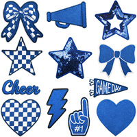 Patchs thermocollants à sequins brodés, motifs étoile, cœur, mégaphone, colorés, pour femmes, hommes, chapeaux et sacs, pour les jours de match