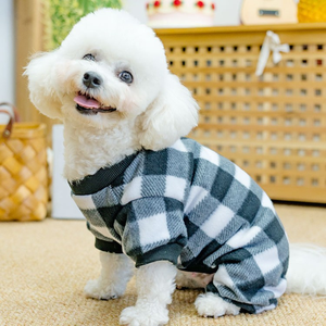 Combinaison de Noël douillette en <span class=keywords><strong>polaire</strong></span> pour animaux de compagnie, pyjama pour <span class=keywords><strong>chien</strong></span> à carreaux Buffalo, vêtement de nuit d'hiver doux et chaud à quatre pattes pour chiots et petits chiens - Product Image 1