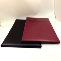 Porte-menu de restaurant en cuir PU bordeaux avec logo en relief personnalisé, format A4, pour hôtel, bar à vin