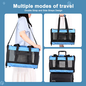 กระเป๋าใส่สัตว์เลี้ยงแบบพกพา คลาสสิก ปรับได้ พับได้ ระบายอากาศดี ปิดด้วยซิป ผลิตจากผ้า Oxford นุ่ม ได้รับการรับรองจากสายการบิน เป็นมิตรกับสิ่งแวดล้อม - Product Image 3