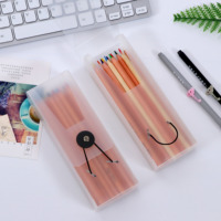 Étui à crayons personnalisé pour enfants en plastique PP, style simple, surface givrée semi-transparente, mignon, pour l'école et le bureau