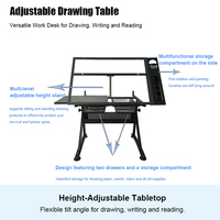 Table à Dessin Architecturale Professionnelle Multifonctionnelle Pliable en Verre avec Porte-Crayons pour Studio d'Art
