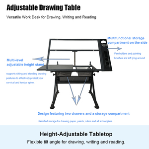 <span class=keywords><strong>Table</strong></span> à <span class=keywords><strong>Dessin</strong></span> Architecturale Professionnelle Multifonctionnelle Pliable en Verre avec Porte-Crayons pour Studio d'Art - Product Image 3