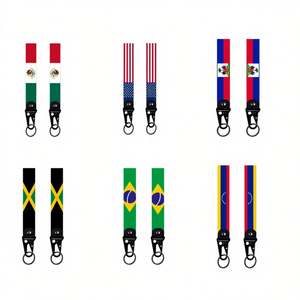 Llavero Personalizado con Bandera de Estados Unidos y México - Cinta de Poliéster de Alta Calidad y Colgante de Aleación para Llaves de Coche, Regalo al por Mayor para Actividades Deportivas - Product Image 1