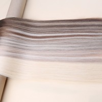 Extensions de cheveux humains blond platine à bandes adhésives, directement de l'usine, 100% Remy russe, cuticules alignées, mini bandes adhésives brutes