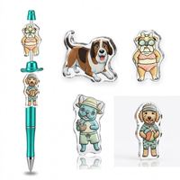 Collection Perles Acryliques Thème Chien de Plage Estivale pour la Création de Stylos Perlés et de Porte-clés DIY