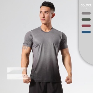 Ropa de equipo personalizada para hombre, camiseta de secado rápido para correr, deportes, gimnasio, Yoga, camiseta de maratón de cuello redondo - Product Image 1