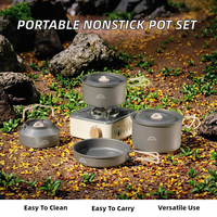Estufa de Cocina Portátil Resistente, Estufa de Camping sin Humo con Juego Completo de Utensilios de Cocina para Viajes de Camping en Familia y Solitarios
