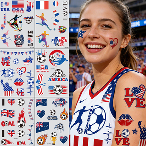 Tatuaggio Temporaneo Indiano Ecologico Divertente Impermeabile e Resistente al Sudore con Bandiera Nazionale Personalizzata per Sport Calcistici 2026 di Alta Qualità - Product Image 3