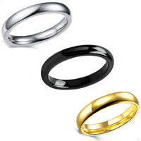 Bague en acier inoxydable 4 mm, poli miroir, minimaliste, lisse, pour mariage, en stock, vente en gros de bijoux