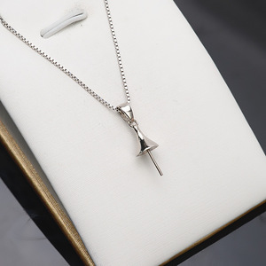 Colgante de Plata S925 para Mujer, Colgante de Perla, Bandeja Vacía para Joyería DIY, Accesorios Semiterminados, Colgante de Sombrero de 836 Puntas - Product Image 1