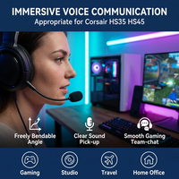 Microphone de remplacement pour casques de jeu Corsair HS35 et HS45 PS4 Pro PS5 Xbox One X Ordinateur PC 3,5 mm avec suppression du bruit