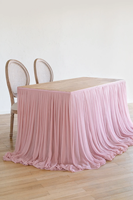 Jupe de table rectangulaire fantaisie en tulle et mousseline pour décoration de mariage et de fête