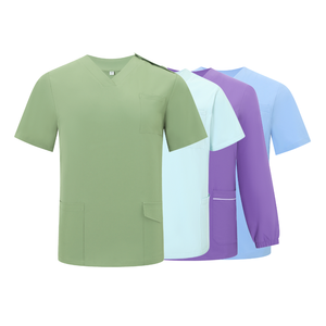 <span class=keywords><strong>Precio</strong></span> al por mayor, versión con cuello en V, <span class=keywords><strong>bata</strong></span> quirúrgica <span class=keywords><strong>de</strong></span> manga corta, conjunto <span class=keywords><strong>de</strong></span> fregado tejido para <span class=keywords><strong>enfermera</strong></span>, diseño elástico para uniformes <span class=keywords><strong>de</strong></span> Hospital - Product Image 3