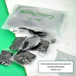 CJ114 24 piezas alta calidad barato desechable negro Nylon <span class=keywords><strong>pelo</strong></span> <span class=keywords><strong>red</strong></span> Invisible suave elástico redecillas embalaje extensión del cabello pelucas - Product Image 6