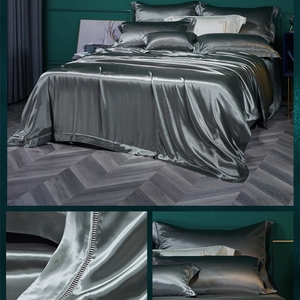 19mm Duvet Cover Luxury <strong>Bed</strong> <strong>Sheet</strong> Sets Gray <strong>Green</strong> Mulberry Silk Bedding Set Free Shipping Seamless Wedding Eco-friendly 20 - Product Image 2