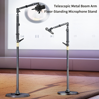 Support de microphone de sol réglable en hauteur en alliage d'aluminium durable avec bras articulé flexible pour une utilisation professionnelle