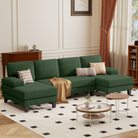 Canapé sectionnel en tissu en U de style japonais, moderne, modulaire, extensible, double, convertible en lit, pour salon et appartement, avec rembourrage en mousse
