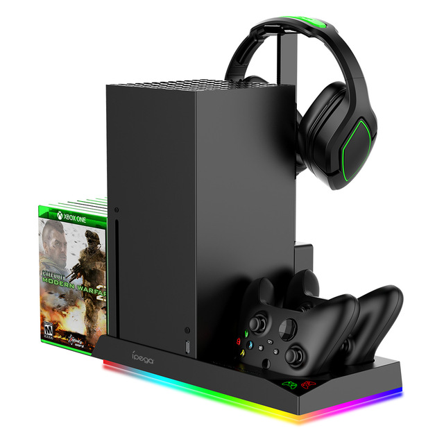PG-XBX013 Multifunctional Cooling Fan for Xboxes Series Dual Charging Station Storage Bracket Stand for Xboxes Series X Console