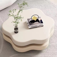 Petit meuble de table basse en bois portable unique pour la maison Table basse ronde rotative nuage blanc de style moderne pour le salon