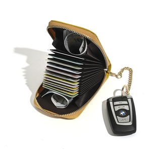 Genuine <b>Leather</b> Kpop Keychain Card Holder RFID Blocking Functional Wallet Card Holder Keychain Small Id Card Holder With <b>Keyring</b> - Product Image 2