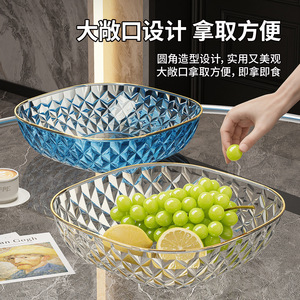 Luxury Fruit Platter Transparent Gold Round PP <b>Material</b> High Quality Durable For Home Living Room Coffee Table Snack Stand - Product Image 3
