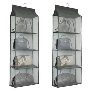 4-layer Fluoroscopy Multifunctional Storage Bag Stainless Steel Hanging Storage Bag Closet Organizer Gray - Product Image 1