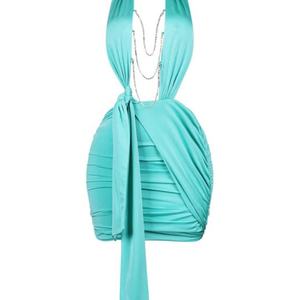 Robe de soirée moulante asymétrique à dos nu et col halter sexy pour femme, collection été 2025 - Product Image 1