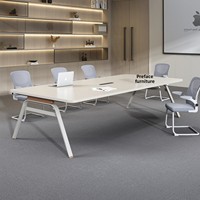 Table de conférence moderne en acier HYZ-206X pour réception de bureau, négociation et formation - 12 personnes avec prise de courant, usage commercial
