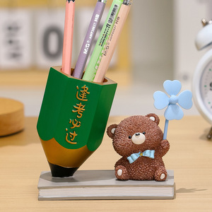 Pig Themed Creative <b>Desk</b> Pencil Holder Resin Square Pen Holder For Student <b>Study</b> Decoration With Inspirational Design - Product Image 4