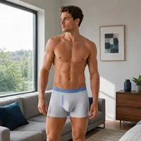 Boxers pour hommes en modal de couleur unie avec bordure contrastante, ceinture large, soyeux, respirant, antibactérien, écologique, sous-vêtements quotidiens