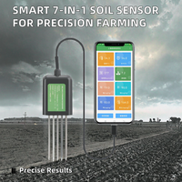 Capteur de sol NPK intelligent 7-en-1 en plastique avec écran LCD et piles AAA |   Analyseur d'humidité, de température et de pH EC avec interface USB pour